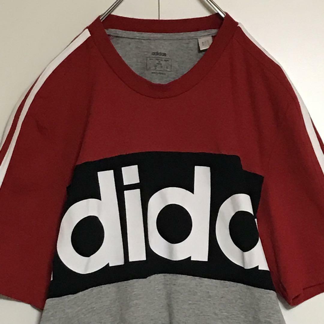 adidas(アディダス)の【美品】アディダス　ビッグロゴ入りTシャツ 美品　マルチカラー　F977 メンズのトップス(Tシャツ/カットソー(半袖/袖なし))の商品写真