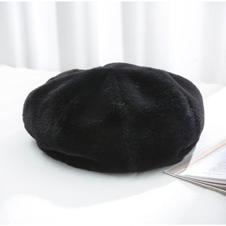 【ブラック】ベレー帽 ブラック 黒 レディース おしゃれ 韓国 コーデ (ハンチング/ベレー帽)