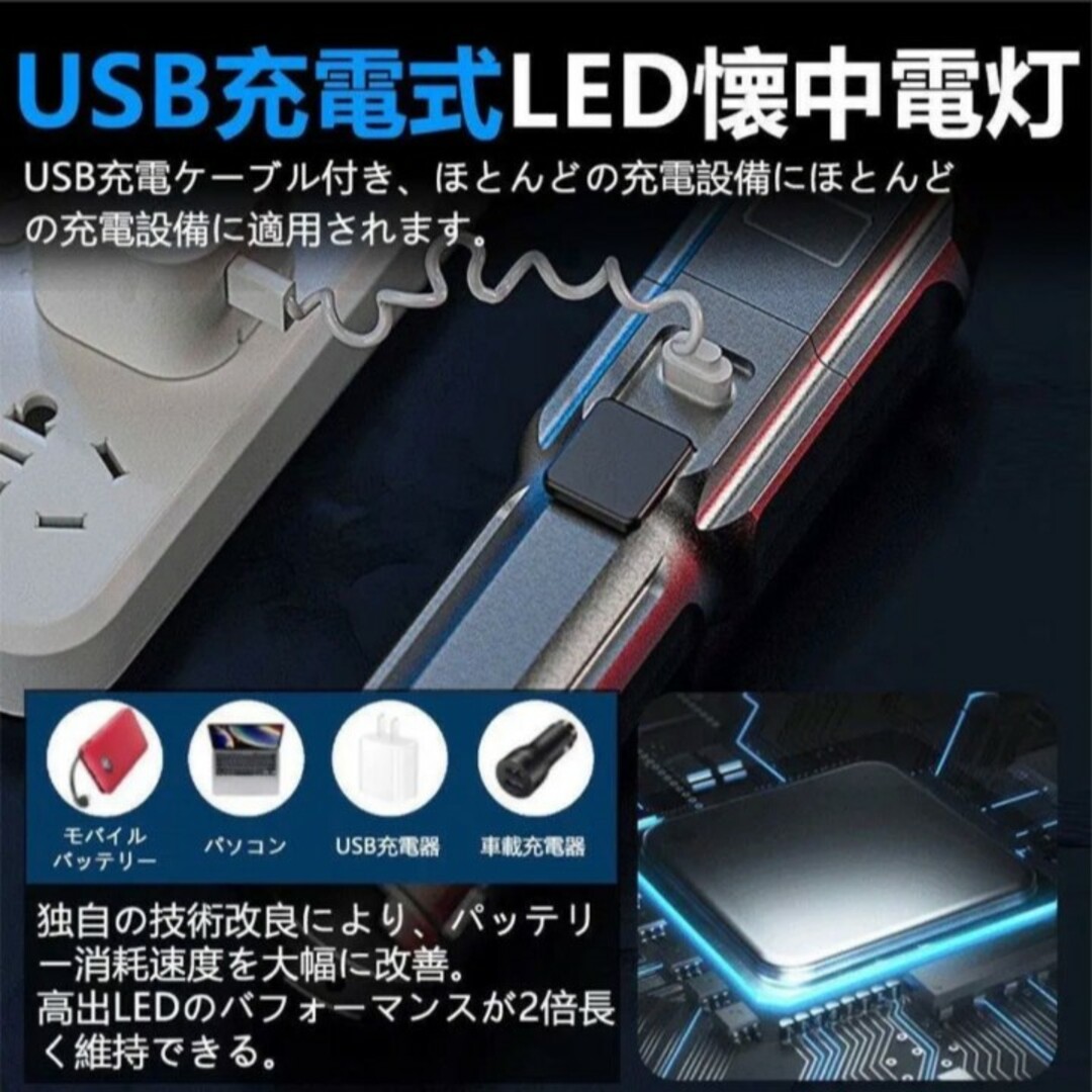 ズーミングライト 強力照射 LEDライト 超小型 USB充電式 爆光 懐中電灯 スポーツ/アウトドアのアウトドア(ライト/ランタン)の商品写真