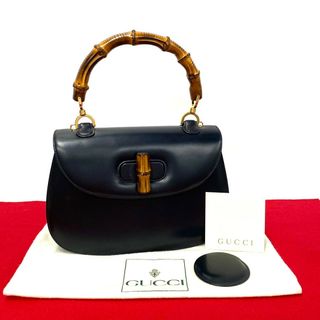 Gucci - ほぼ未使用 希少品 GUCCI グッチ オールドグッチ ヴィンテージ バンブー ターンロック レザー 本革 ミニ ハンドバッグ ブラック 黒 30857