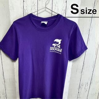 USA古着　Tシャツ　S　パープル　紫　イルカ　ドルフィン　アニマル　コットン(Tシャツ/カットソー(半袖/袖なし))