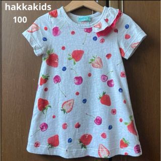 ハッカキッズ(hakka kids)のハッカ　キッズ　半袖　ワンピース　いちご　さくらんぼ　春　夏(ワンピース)