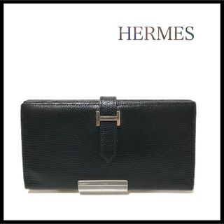 エルメス(Hermes)の【美品】HERMES エルメス　ベアン　長財布　リザード　二つ折り(長財布)