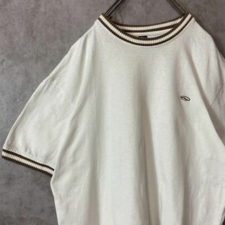 【リンガーTシャツ、ニット工業】VANSワンポイント刺繍ロゴ古着ストリートM白(Tシャツ/カットソー(半袖/袖なし))