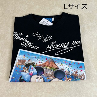 ディズニー(Disney)のディズニー　サイン　Tシャツ　ブラック　Lサイズ　半袖　ミッキー(キャラクターグッズ)