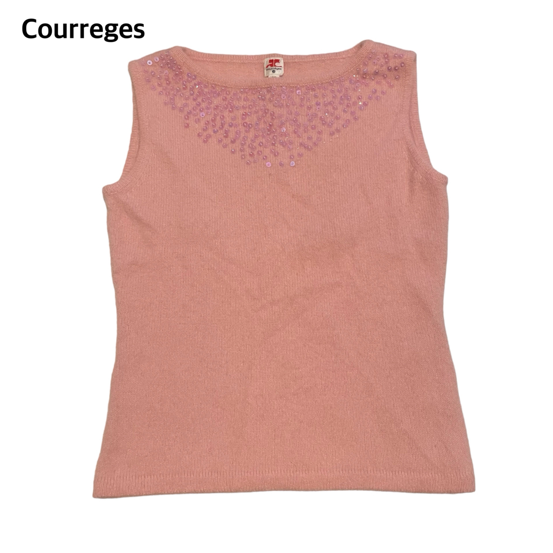 Courreges(クレージュ)のCourreges クレージュ アンゴラ混 ウール ニット ベスト pink レディースのトップス(ニット/セーター)の商品写真