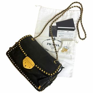 プラダ(PRADA)のプラダ　バッグ　Wチェーン　ショルダー　BR4588　2WAY　スタッズ　レア(ショルダーバッグ)