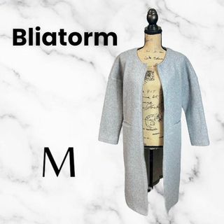 美品✨【Bliatorm】フリースノーカラーコート　ふわふわ　シンプル　グレーM(ノーカラージャケット)