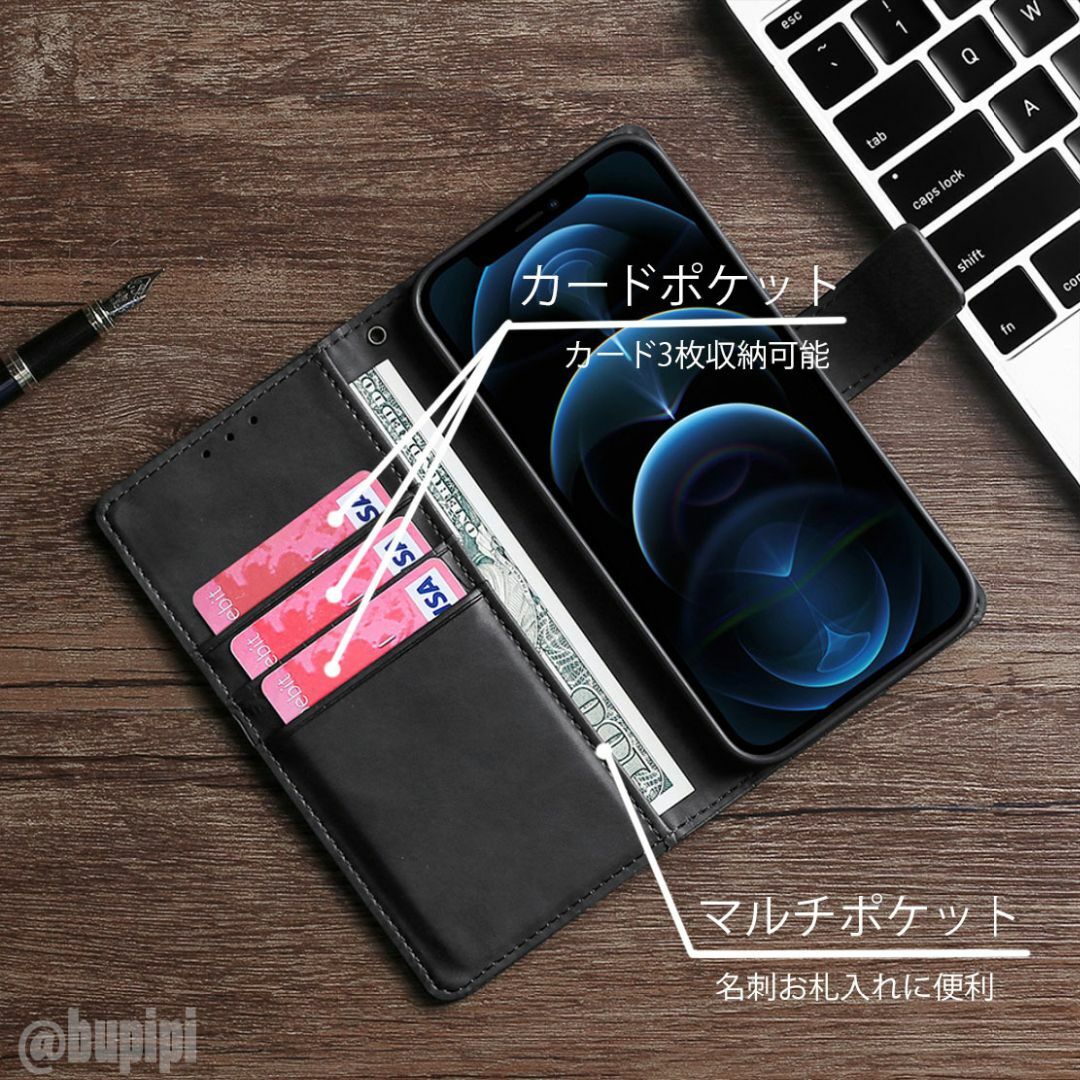 手帳型 スマホケース レザー iphone 15pro ブラック カバー CKC スマホ/家電/カメラのスマホアクセサリー(iPhoneケース)の商品写真