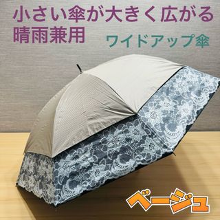 小さい傘が大きく広がる！ 晴雨兼用 ワイドアップ傘 ＜ストライプ＆レース柄＞(傘)