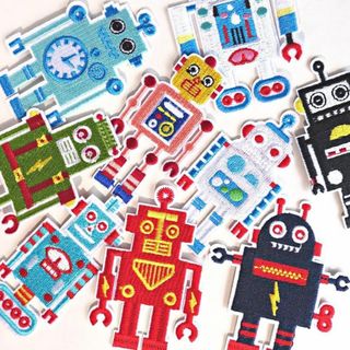 アイロンワッペン ロボット Robot 9枚セット アップリケ ハンドメイド(各種パーツ)