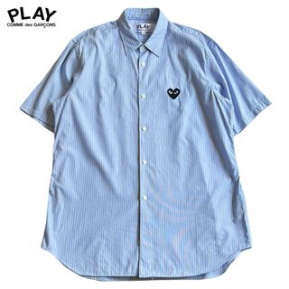 コムデギャルソン(COMME des GARCONS)の美品 PLAY COMMEdesGARCONS 半袖シャツ ストライプ 黒ハート(シャツ)