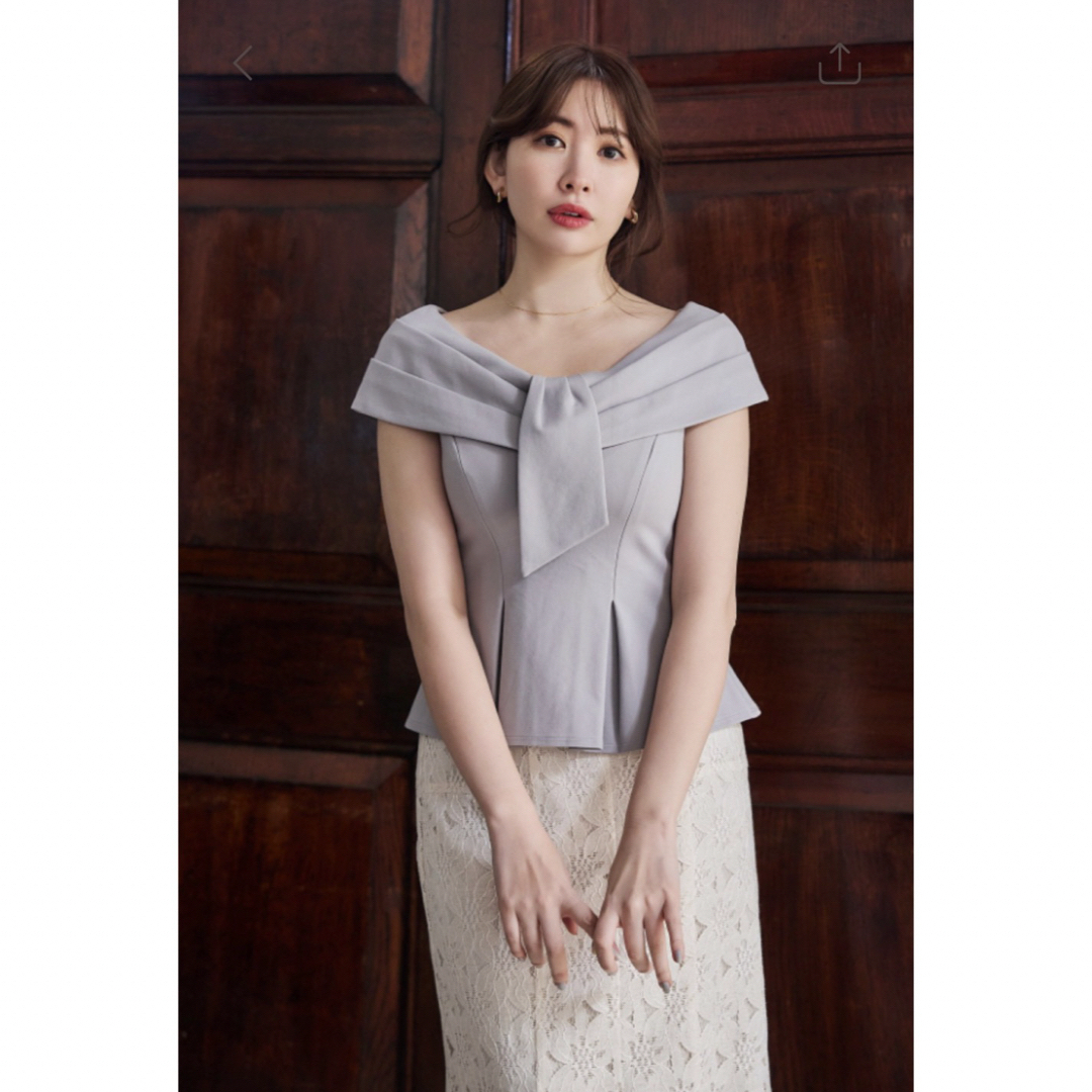 Her lip to(ハーリップトゥ)の新品未使用　Lily Shawl Peplum Top Misty Blue レディースのトップス(カットソー(半袖/袖なし))の商品写真