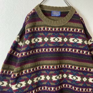 ペンドルトン(PENDLETON)の【usa製、ネイティブデザイン◎】ペンドルトン古着ボーダー立体ニット90s毛(ニット/セーター)