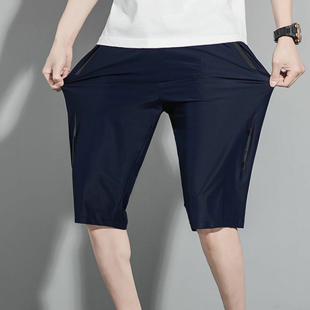 夏服アイスシルクスポーツ ハーフパンツ クロップドパンツ メンズ 七分丈 半ズボ メンズのファッション小物(その他)の商品写真