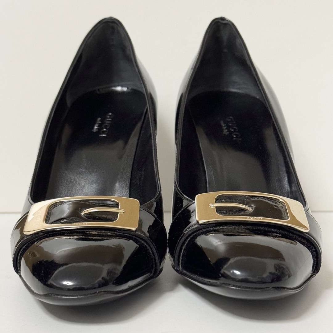 Gucci(グッチ)のGUCCI グッチ パンプス エナメル ブラック 黒  37.5 新品未使用 レディースの靴/シューズ(ハイヒール/パンプス)の商品写真