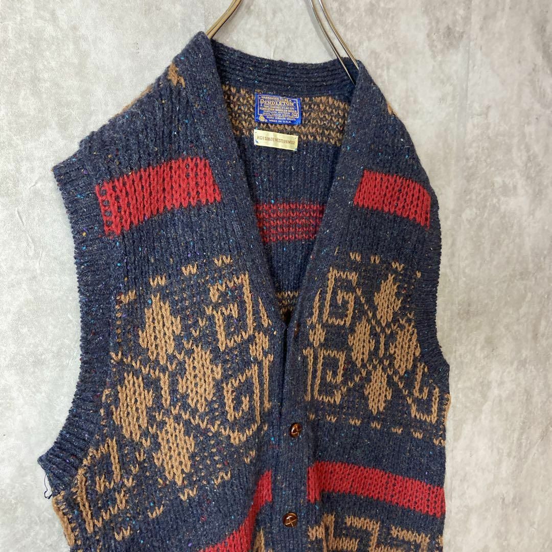 PENDLETON(ペンドルトン)の【usa製、オールシーズン使える1枚◎】PENDLETONウールベスト古着紺 メンズのトップス(ベスト)の商品写真