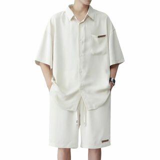 [Breelay] シャツ メンズ 上下セット 夏服 半袖 シャツ ハーフパンツ(その他)