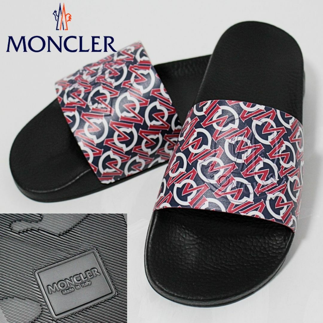 MONCLER(モンクレール)の新品 モンクレール 箱付 イタリア製 立体ロゴ スライダーサンダル 26cm メンズの靴/シューズ(サンダル)の商品写真