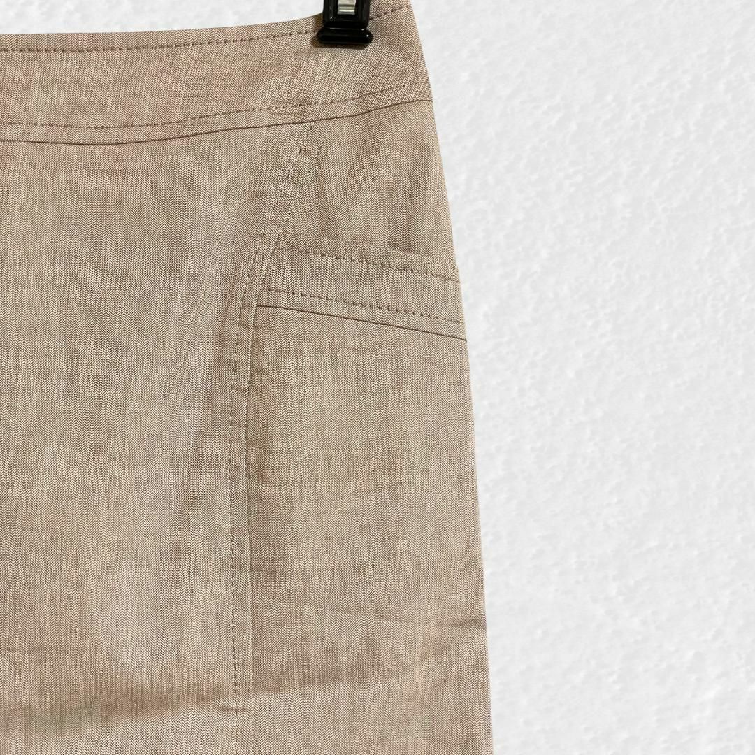 Plidoul 膝丈スカート タイト ポケット シンプル ベージュ系 7  麻混 レディースのスカート(ひざ丈スカート)の商品写真