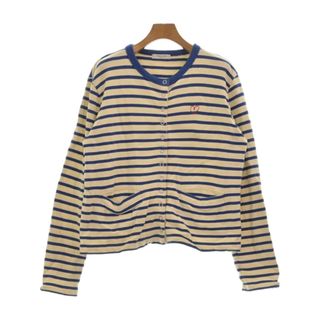 フリークスストア(FREAK'S STORE)のFREAK'S STORE カーディガン F オフホワイトx青(ボーダー) 【古着】【中古】(カーディガン)