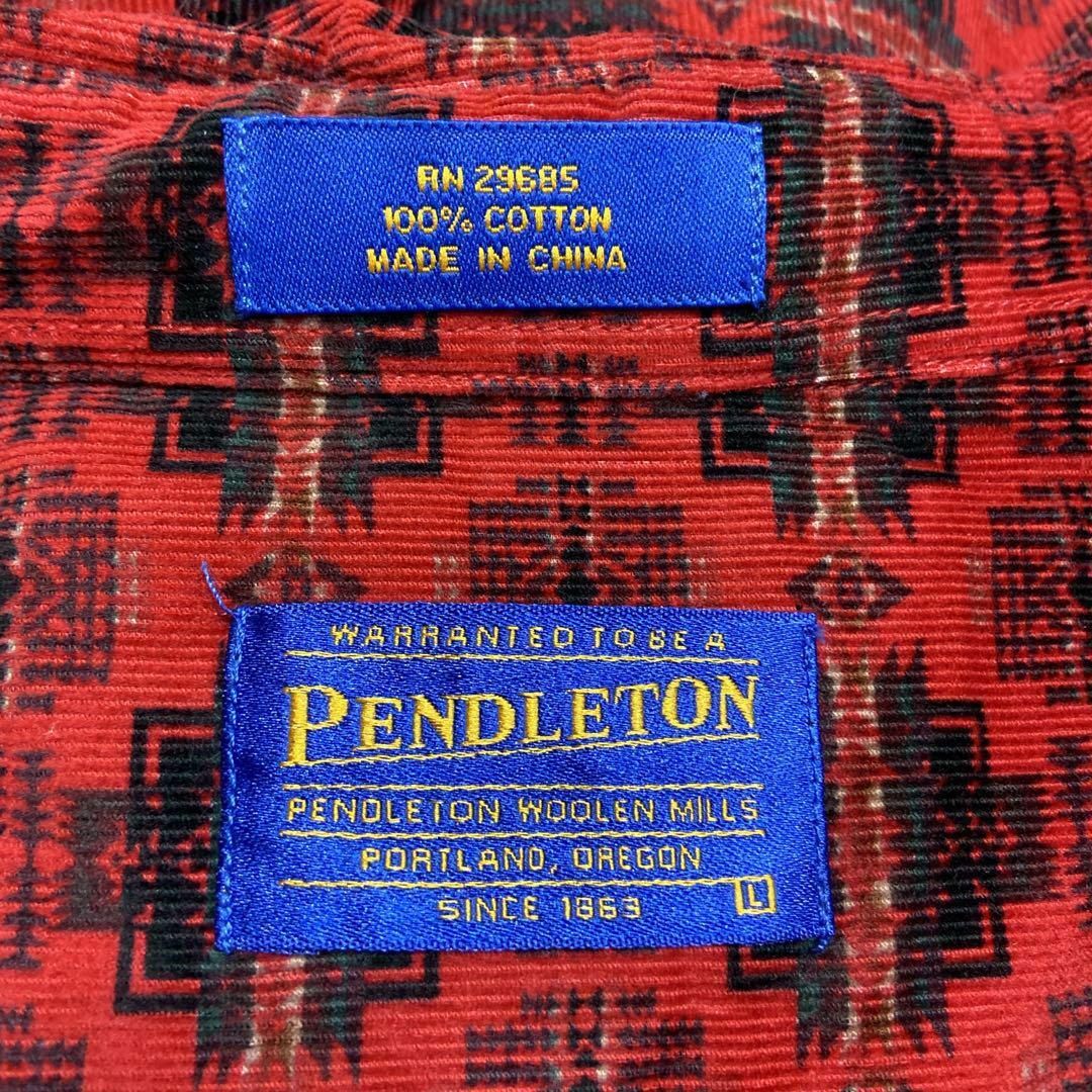 PENDLETON(ペンドルトン)の【総柄ネイティブデザイン】PENDLETON古着赤黒　羽織にも使える1枚◎ メンズのトップス(シャツ)の商品写真