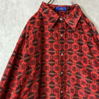 ペンドルトン(PENDLETON)の【総柄ネイティブデザイン】PENDLETON古着赤黒　羽織にも使える1枚◎(シャツ)