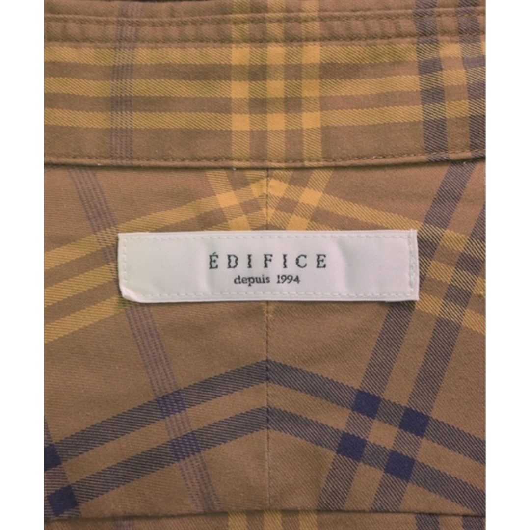 EDIFICE(エディフィス)のEDIFICE エディフィス ドレスシャツ M 茶x黄(チェック) 【古着】【中古】 メンズのトップス(シャツ)の商品写真
