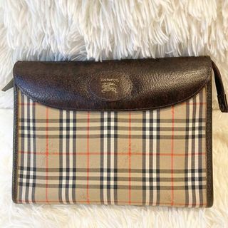 バーバリー(BURBERRY)の【美品】バーバリー ノバチェック キャンバス レザー クラッチ セカンドバッグ(セカンドバッグ/クラッチバッグ)