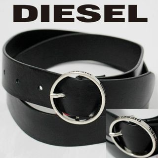 ディーゼル(DIESEL)の新品 ディーゼル バックルサイドロゴ刻印 ユニセックス シングルピンベルト 黒(ベルト)