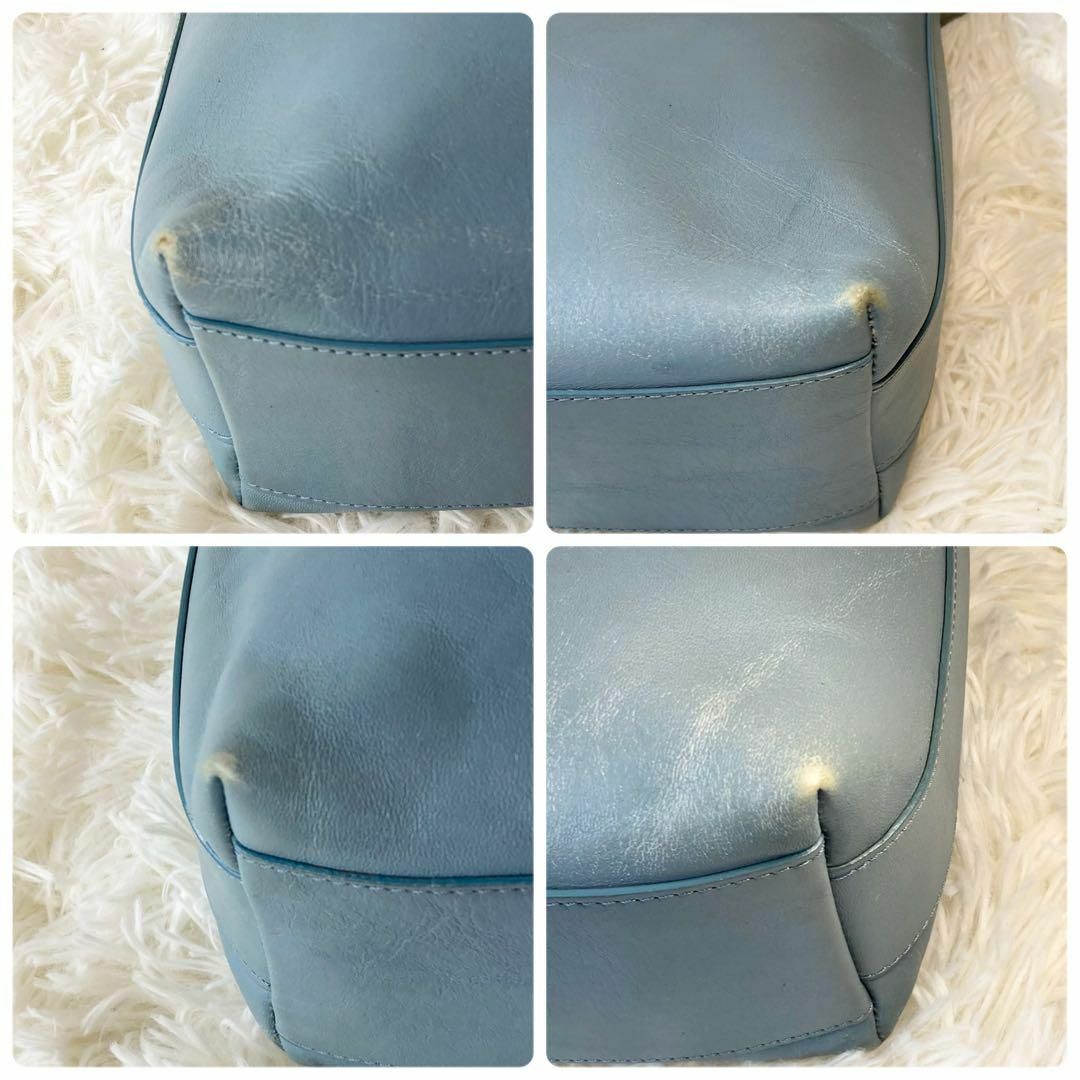 HIROFU ヒロフ オールレザー 本革 ワンショルダーバッグ ライトブルー系 レディースのバッグ(ショルダーバッグ)の商品写真
