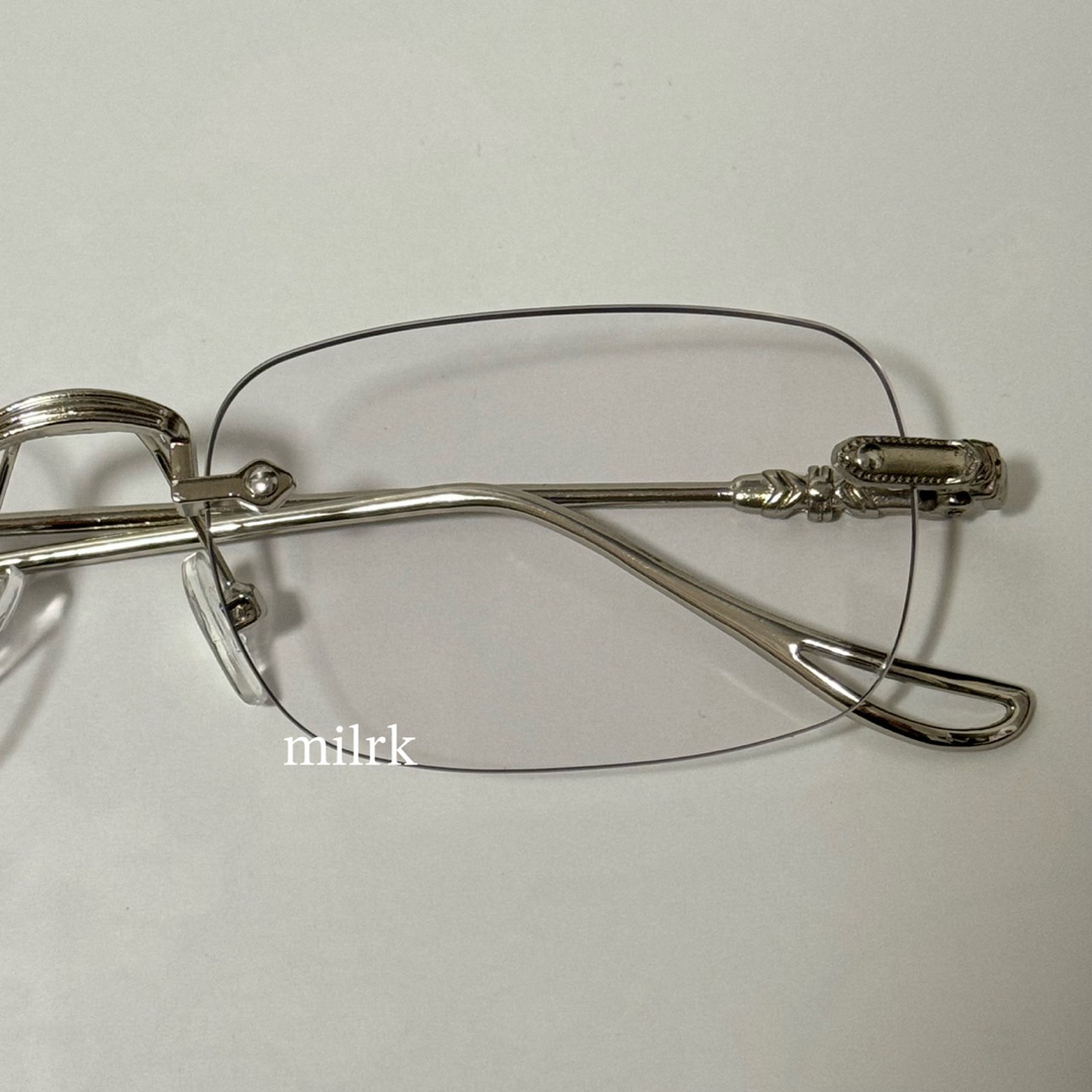 リムレス スクエア　クリア　伊達メガネ　眼鏡 y2k 90s  韓国 メンズのファッション小物(サングラス/メガネ)の商品写真