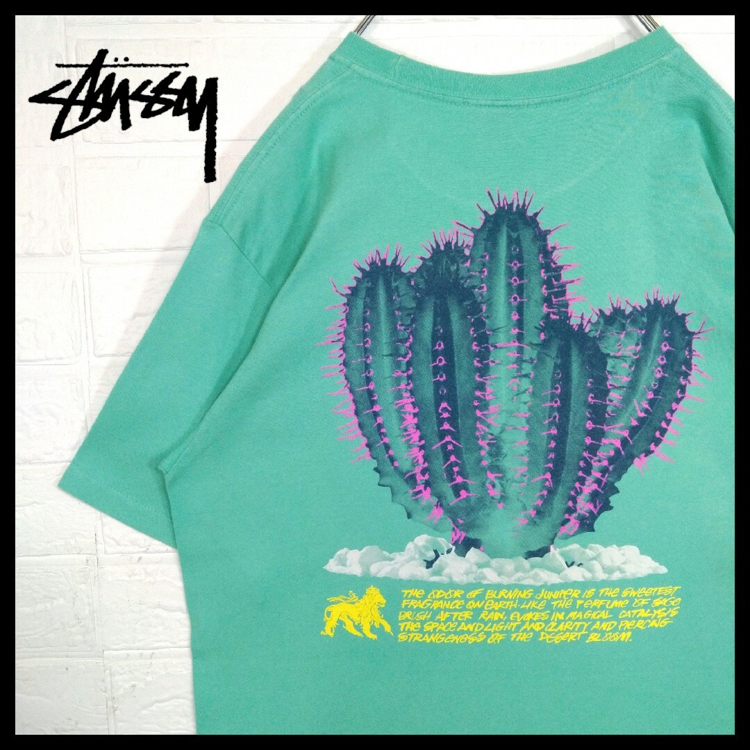 STUSSY(ステューシー)の【STUSSY】サボテンアート　ビッグシルエット　Tシャツ　エメラルドグリーン メンズのトップス(Tシャツ/カットソー(半袖/袖なし))の商品写真