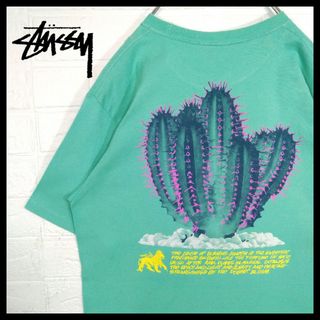 STUSSY - 【STUSSY】サボテンアート　ビッグシルエット　Tシャツ　エメラルドグリーン