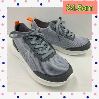 24.5cm＊新品＊レディース＊幅広＊超軽量＊メッシュ スニーカー　gray(スニーカー)