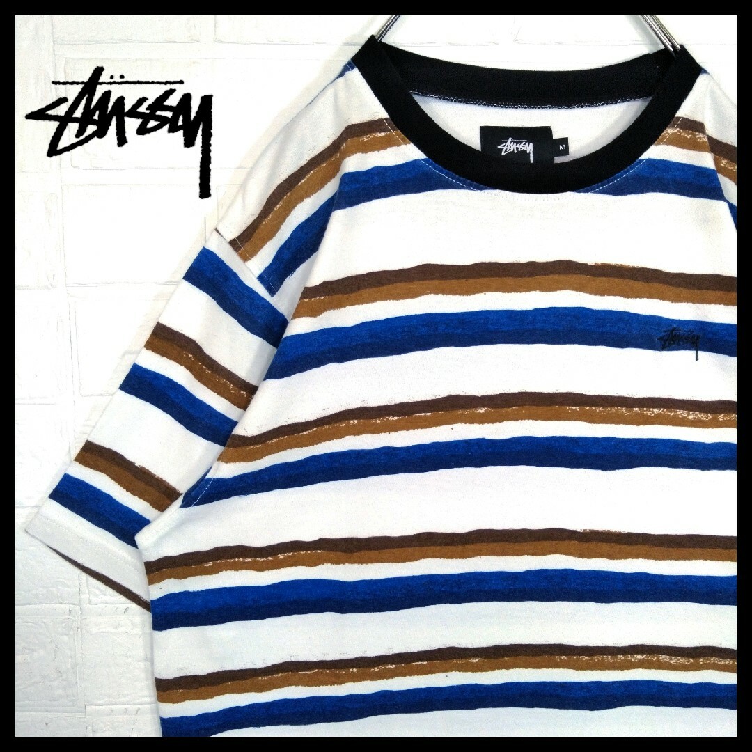 STUSSY(ステューシー)の【STUSSY】ロゴ刺繍　ボーダーTシャツ メンズのトップス(Tシャツ/カットソー(半袖/袖なし))の商品写真