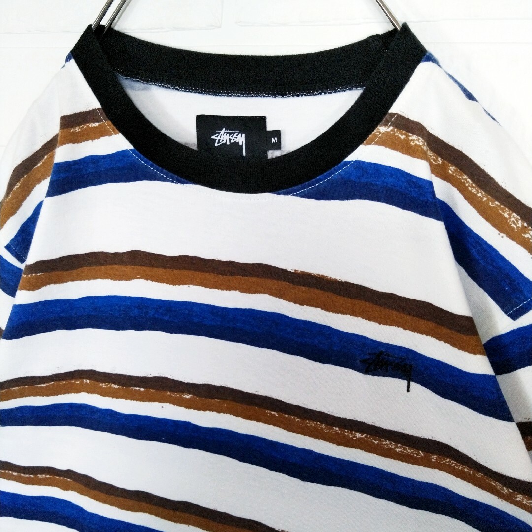 STUSSY(ステューシー)の【STUSSY】ロゴ刺繍　ボーダーTシャツ メンズのトップス(Tシャツ/カットソー(半袖/袖なし))の商品写真