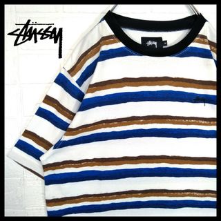 ステューシー(STUSSY)の【STUSSY】ロゴ刺繍　ボーダーTシャツ(Tシャツ/カットソー(半袖/袖なし))