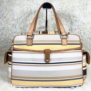 バーバリーブルーレーベル(BURBERRY BLUE LABEL)の【美品】バーバリー キャンバス レザー ハンド トートバッグ 自立 A4収納可(ハンドバッグ)