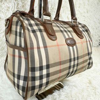 BURBERRY - 【良品】バーバリー ノバチェック ミニボストンバッグ キャンバス レザー