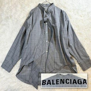 Balenciaga - 【美品】バレンシアガ ロゴ グレンチェック オーバーサイズ 長袖シャツ