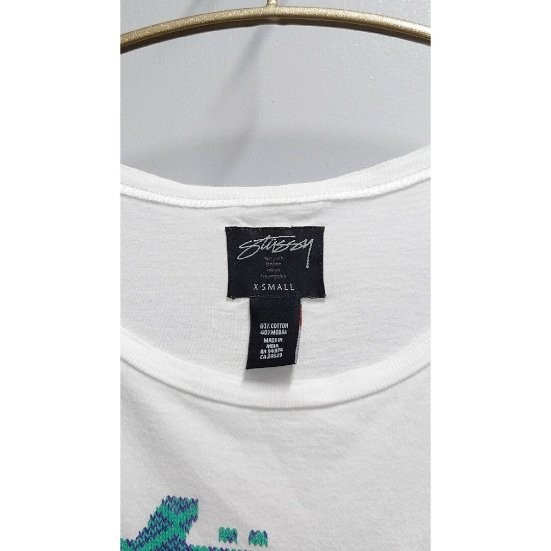 STUSSY(ステューシー)のSTUSSY ロゴプリント Uネック Tシャツ ホワイト XS 半袖 レディースのトップス(Tシャツ(半袖/袖なし))の商品写真