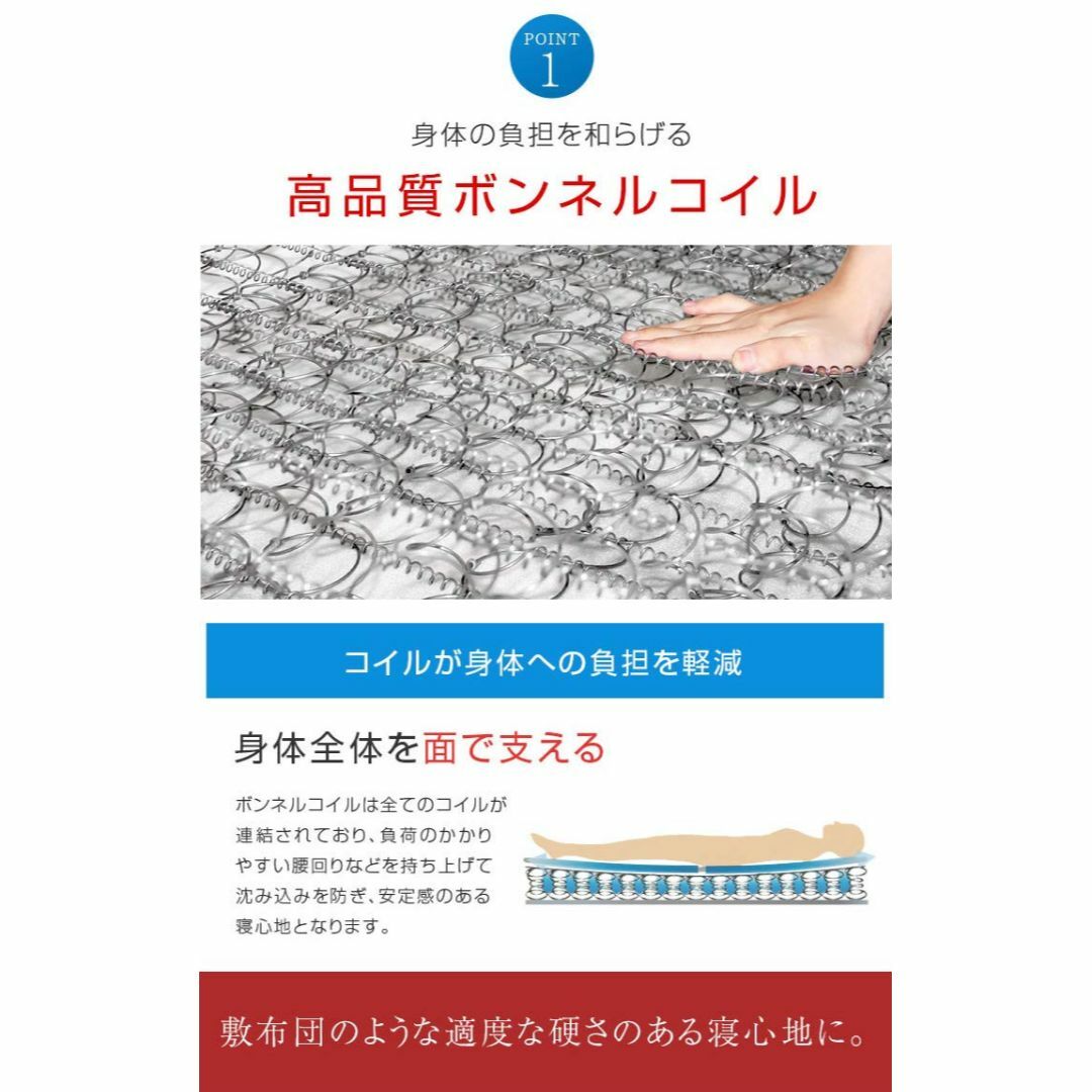 タンスのゲン マットレス シングル 薄型 厚み14cm ボンネルコイル コイル数 インテリア/住まい/日用品のベッド/マットレス(その他)の商品写真