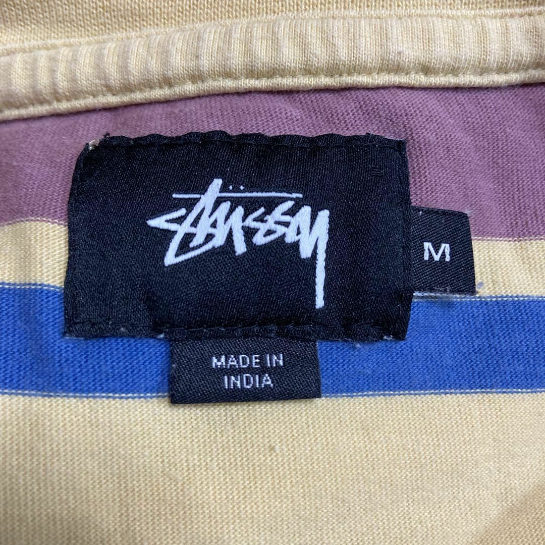 STUSSY(ステューシー)の【ボーダーTシャツ、ポケT】stussyイエロー　古着マスタード　ストリートM メンズのトップス(Tシャツ/カットソー(半袖/袖なし))の商品写真