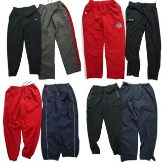 古着卸 まとめ売り パンツ 8枚セット (メンズ L ) FILA ナイキ アンダーアーマー 無地 ワンポイント 黒 赤 ネイビー MS7623(その他)