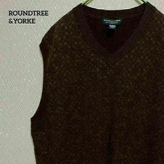 ROUNDTREE &YORKE 90s ベスト ニット 柄 USA古着(ベスト)