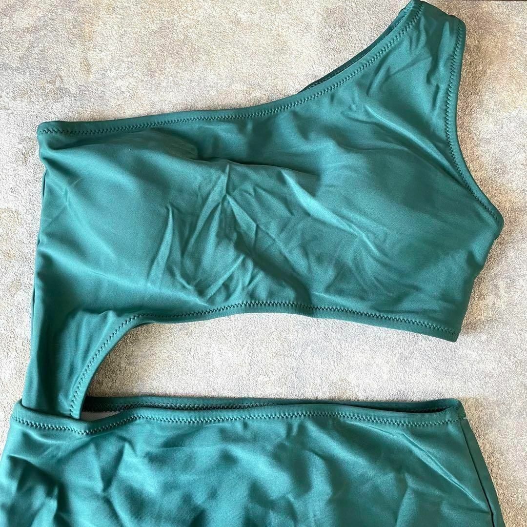 水着  ワンショルダー ビキニ  オールインワン タンキニ セクシー人気 緑 M レディースの水着/浴衣(水着)の商品写真