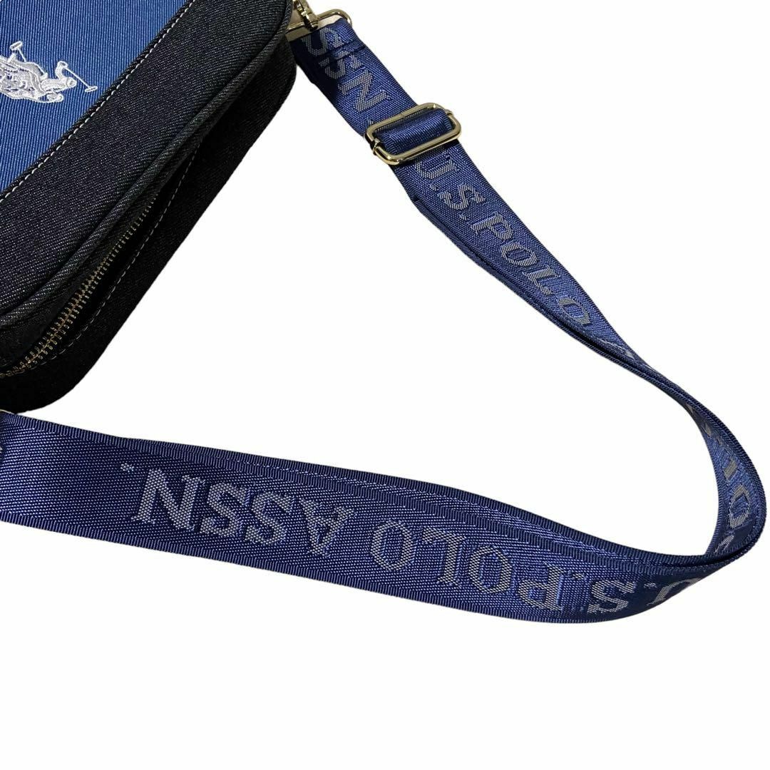 美品✨　ユーエスポロアッスン クロスボディ ショルダーバッグ デニム 青×紺 メンズのバッグ(ショルダーバッグ)の商品写真