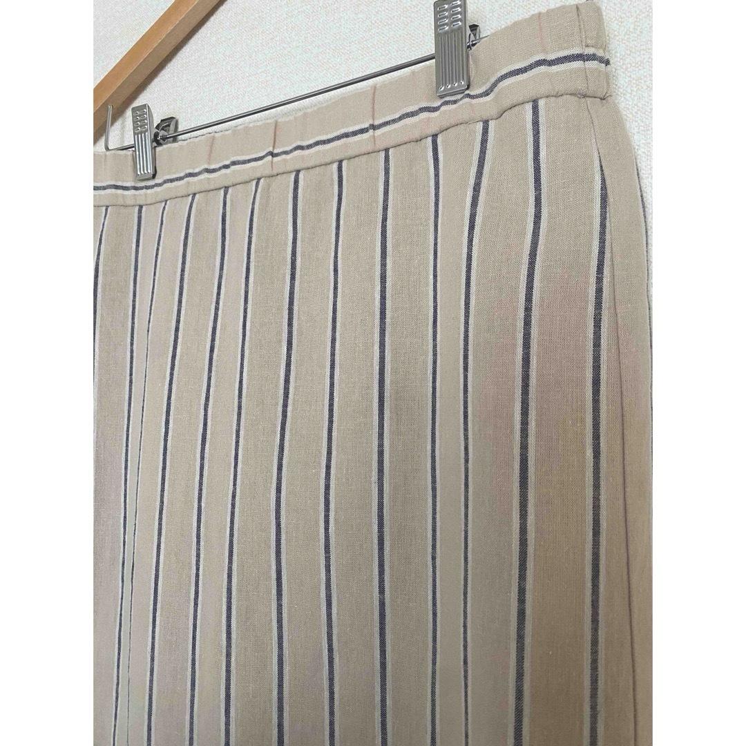 GU(ジーユー)のGU リネンブレンド　ストライプ　ナローマキシ丈　スカート　XL レディースのスカート(ロングスカート)の商品写真