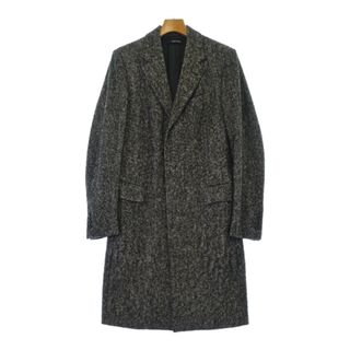 ダンヒル(Dunhill)のdunhill チェスターコート 44(S位) 黒系x白系(ヘリンボーン) 【古着】【中古】(チェスターコート)